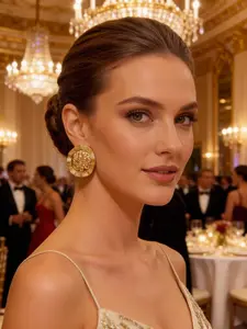 A pair of niche, minimalist, high-end stud earrings, Stud Earrings Jewelry, for women, light luxury, trendy, gold vintage, suitable for balls and parties, a gift for girlfriend, friends