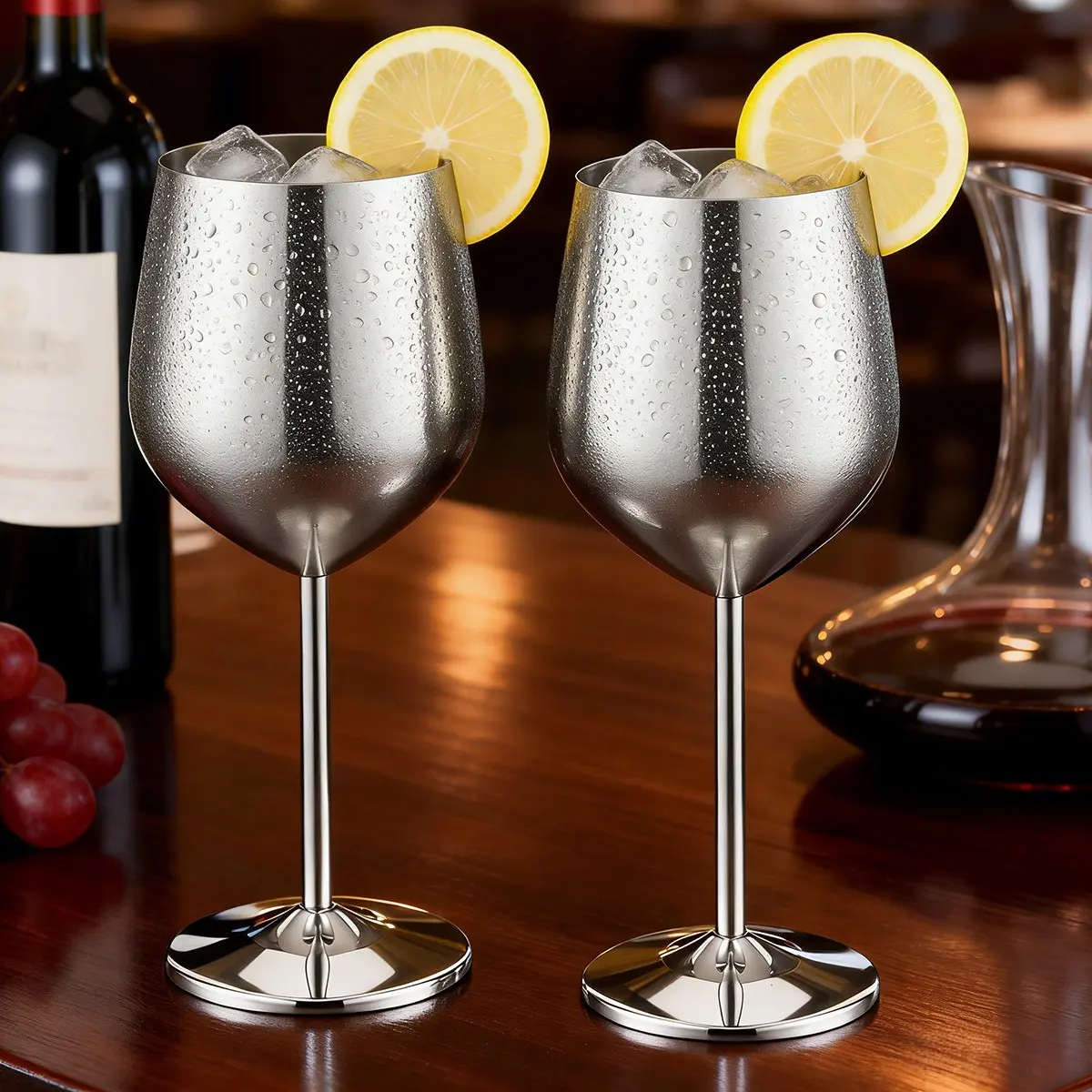 2 Pack Reusable Wine Glasses, Premium Drinking Glasses Set, 17oz/500ML Stainless Steel, Unbreakable & Portable, Ideal for Outdoor Travel Camping Pool