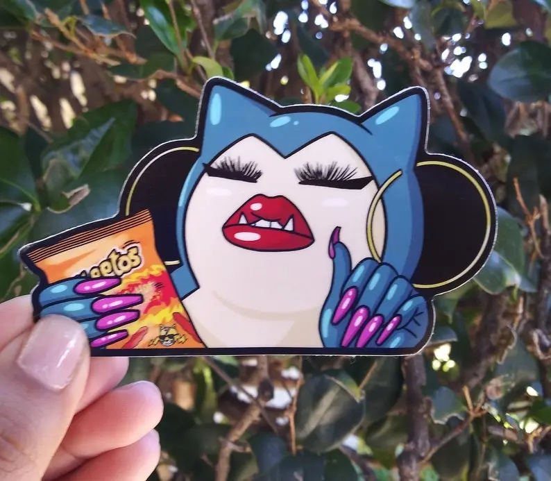 Snorlax Vinyl Sticker, Anime Funny Meme Decal, Latina Mexican Humor, Vinyl Waterproof Sticker, Gift for Game lovers