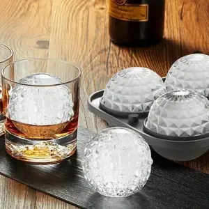 Large Silicone Sphere Ice Ball Mold With Built-in Funnel,  Crystal Clear Ice Maker For Whiskey Cocktail Bar Drink Tools