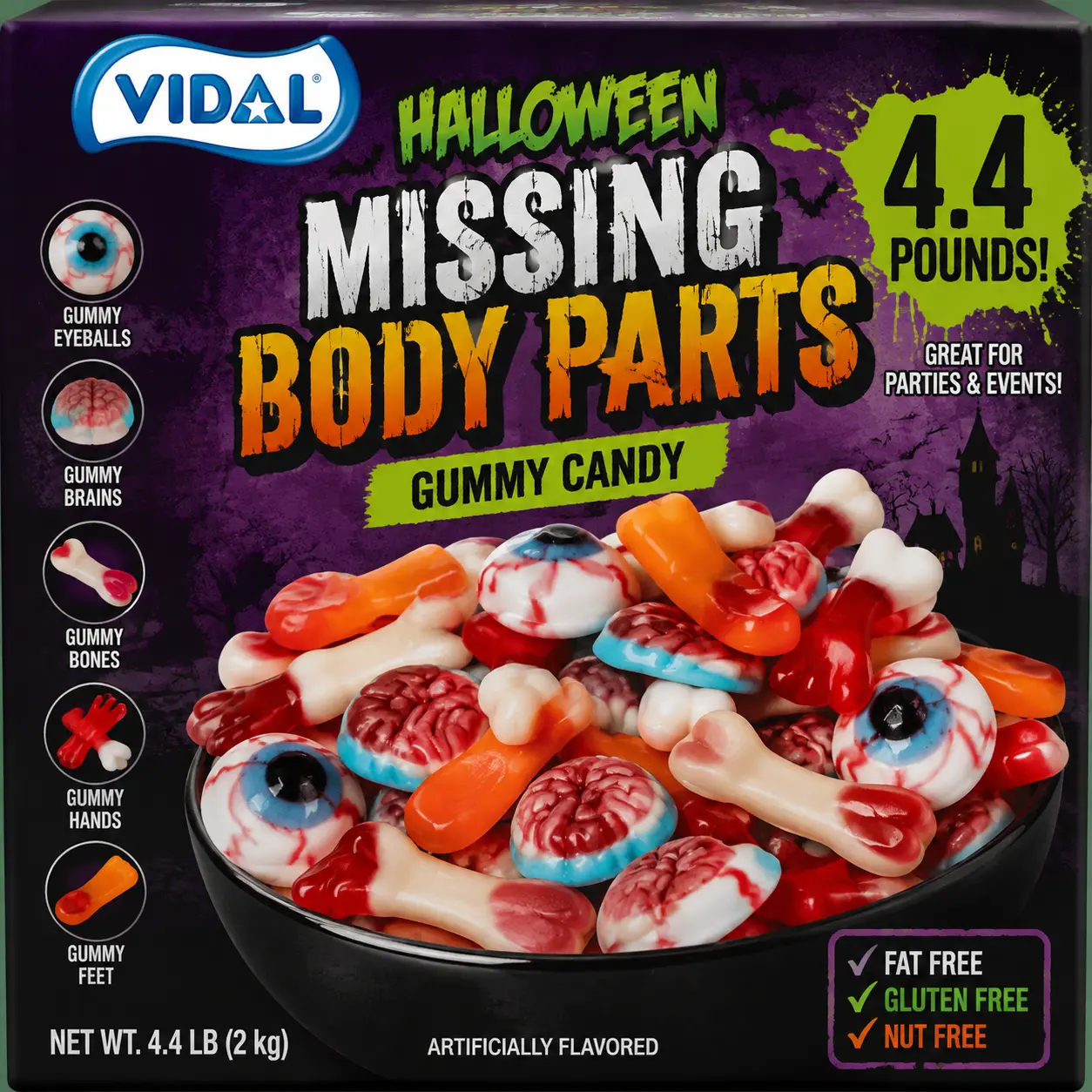 Vidal Halloween Gummy Missing Body Parts 4.4 lb Bulk Bag Spooky Gummy Candy
