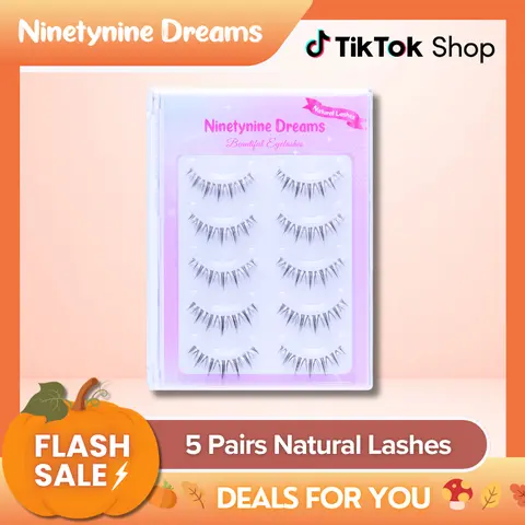 Ninetynine Dreams 5 Pairs Lightweight Natural False Eyelashes | Ultra-Thin Band Daily Strip Lashes, Reusable Soft Anime Manhua Style — Beginner Friendly Must Have Makeup Essential False Eyelashes