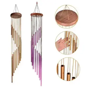 18 Tube Aluminum Wind Chimes Gold Silver Bells Outdoor Garden Decor Memorial Wedding Gift Home Party Decoration with Hanging Hook