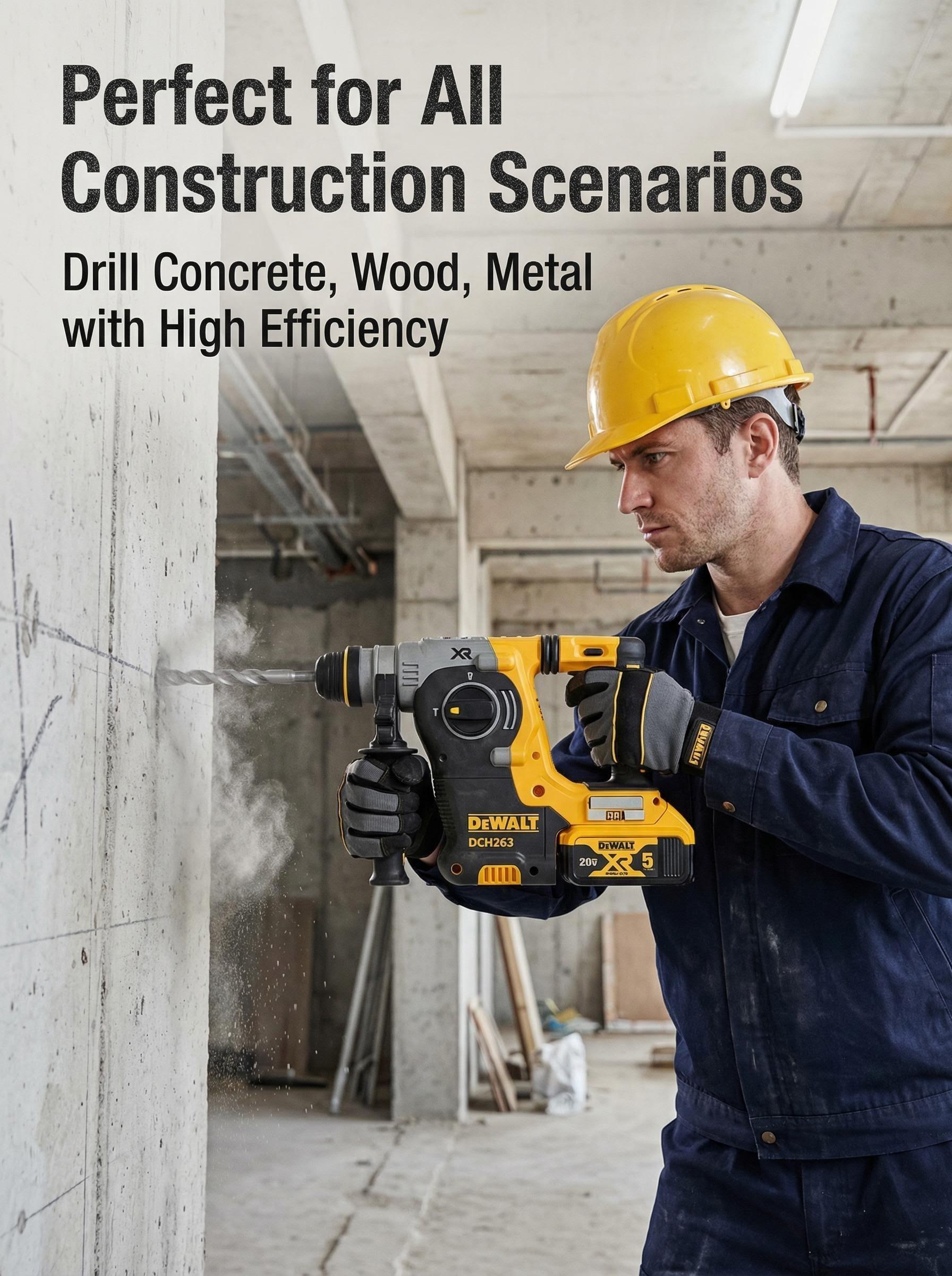 DEWALT DCH263 20V Brushless Rotary Hammer Drill for Concrete Construction torque multiplier