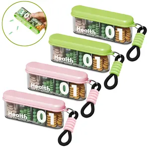4PCS Pill Organizer, Portable Pill Dispenser with 4 Compartments, Travel Pill Bottle Organizer with Strong Seal, Anti-Mix Supplement Organizer, Pill Box Case with BPA-Free, Pill Container with Wide Opening Design