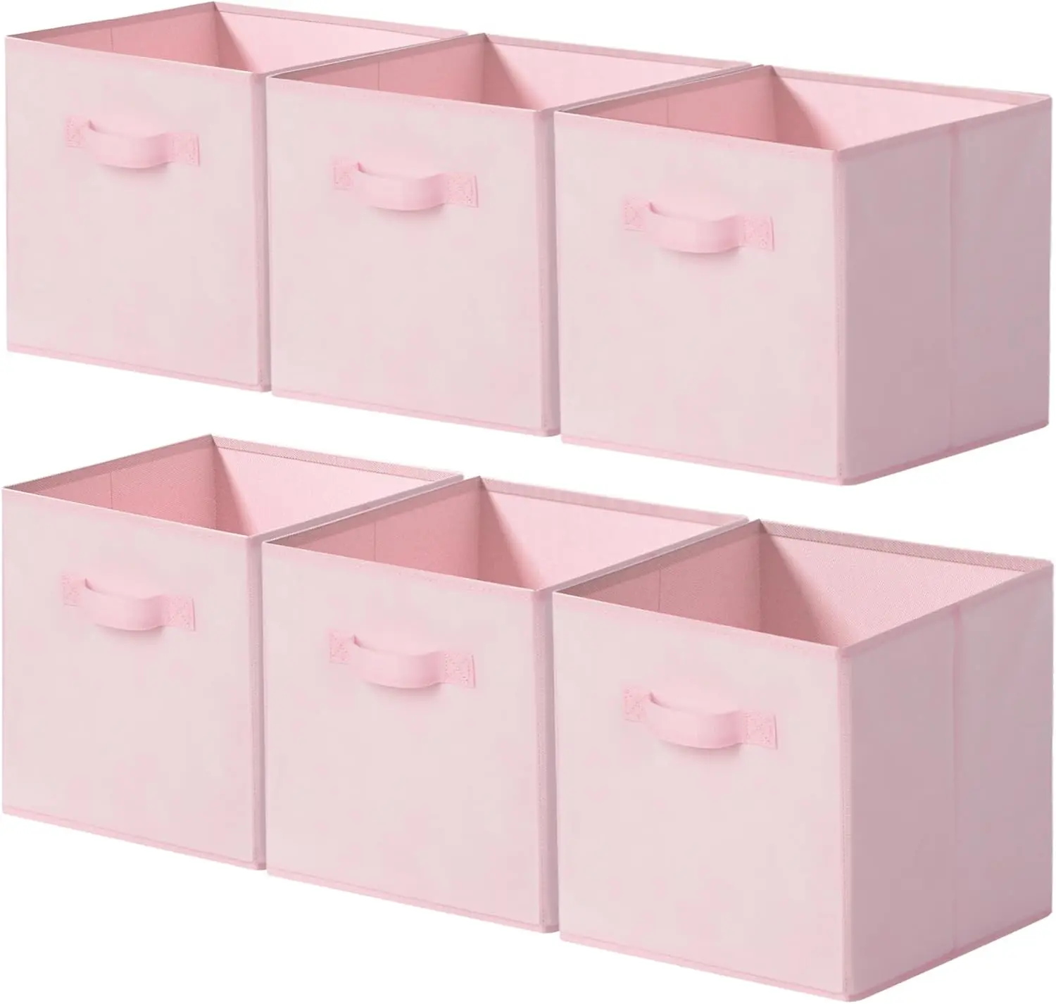 11-Inch Foldable Fabric Cube Storage Bins with Handles, 6-Pack Open Home Organizer Boxes for Shelves, Closet, Organizer for Clothes and Toys