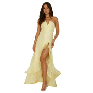 Full Of Energy Halter Maxi Dress Yellow Womenswear