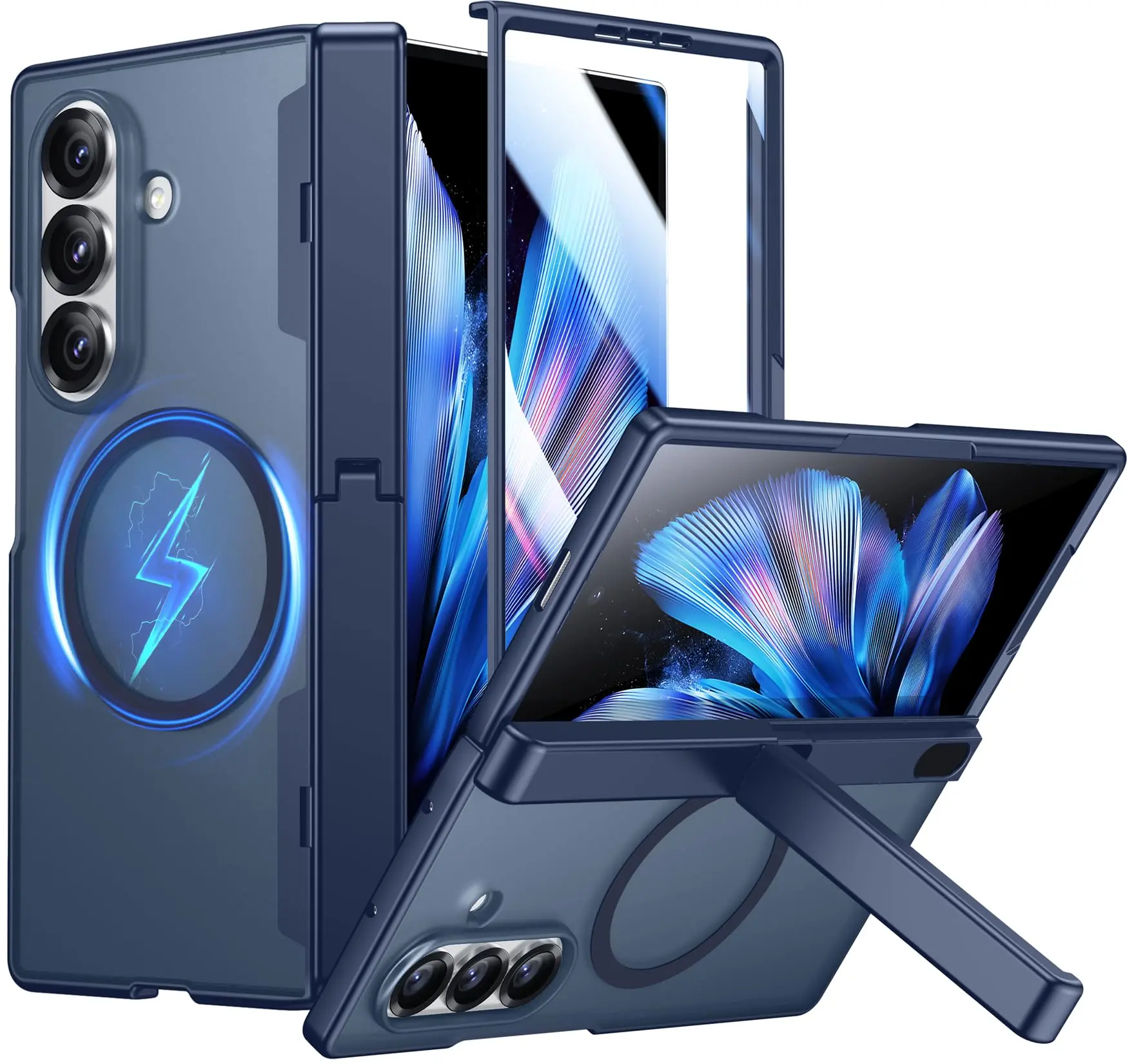 Suitable for Samsung Galaxy Z Fold 8/Fold 7 Case with Built in Screen Protector Hinge Protection Bracket Full Body Protection Magnetic Design Military Grade Hinge Protection Shock Absorbing Airbags
