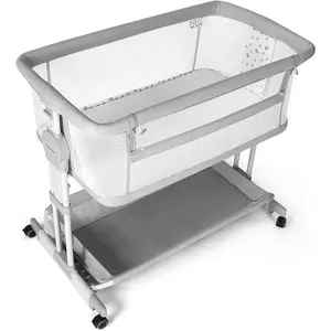 Bassinet Bedside Sleeper, Rocking Bassinet for Baby with 4 Wheels & 7 Adjustable Height, 360° All-Round Breathable Mesh Sides Bedside Crib, 2025 New