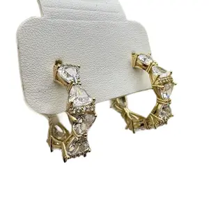 High-Quality Small Gold Plated Hoop Earrings with Zirconia for Daily Wear Elegant and Sparkling Design