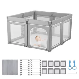VEVOR Baby Playpen, 47.2x 47.2 Foldable Toddlers Playpen, Indoor/Outdoor Baby Fence Play Yard with Zippered Door Soft Breathable Mesh, No-Gap Toddlers Activity Center for 6 -24 Months BabiesVEVOR Super Brand Day