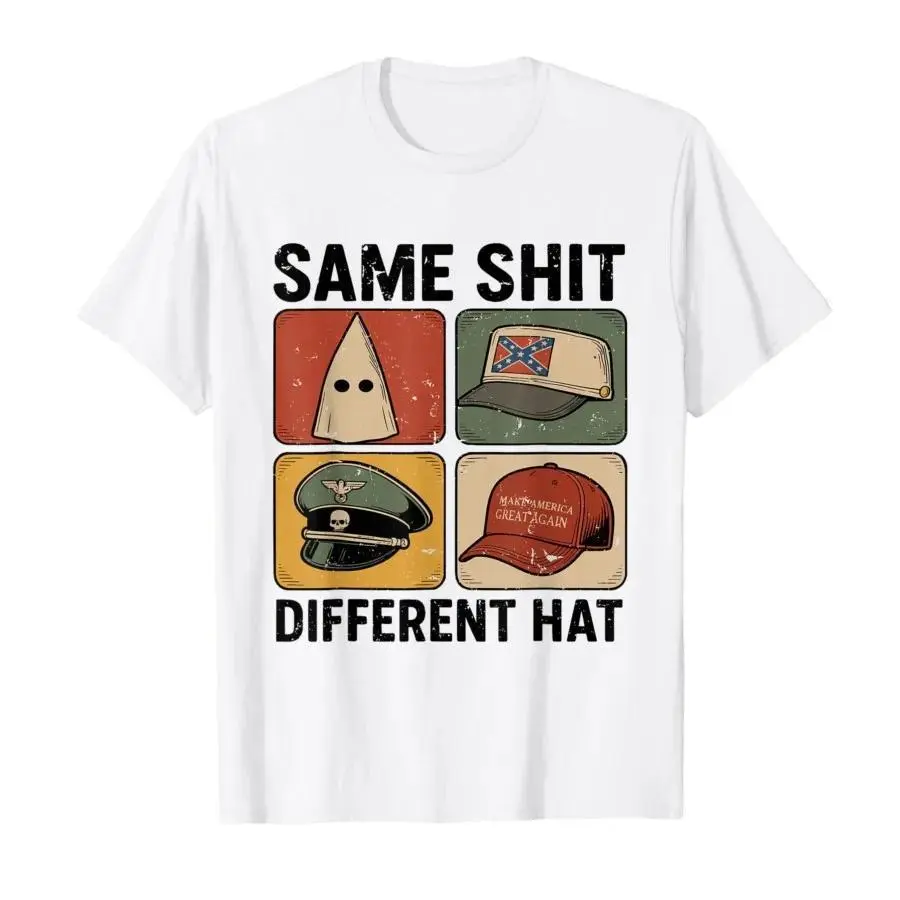 Men's Casual Streetwear Short-Sleeve Cotton bk T-Shirt - Breathable Knit Top with "Same Shit Different Hat" Funny Quote, Meme Fashion, Cotton Knit, Graphic, Wh, Tshirt, Shortsleeve, Menswear, Four Seasons
