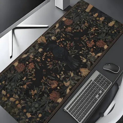 Vintage Floral Pattern Mouse Pad, Rectangle Gaming Mouse Pad, Non-slip Rubber Base Desk Keyboard Mat for Home Office, Desktop Accessory, Desk Accessories, Computer Accessories For Desk
