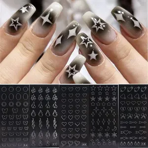 Airbrush Stencil for Nails 10 Sheets Heart Nail Charms Butterfly Bear Stars Hollow Nail Sticker Airbrush Templates French Manicure Tips Molds Nail Salon Supplies… springtok