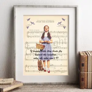 Wizard of Oz Dorothy and Toto Over the Rainbow Sheet Music Art Print Decor Hanging Decoration Hangable