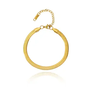 2Pcs Classic Retro Unisex Herringbone Snake Chain Bracelet Exquisite Stainless Steel Metal Accessory Simple and Versatile Basic Style 5mm Width DIY Fashionable Jewelry with Fine Craftsmanship Ideal Gift for Friend Lover and Family Special GRAD Gift