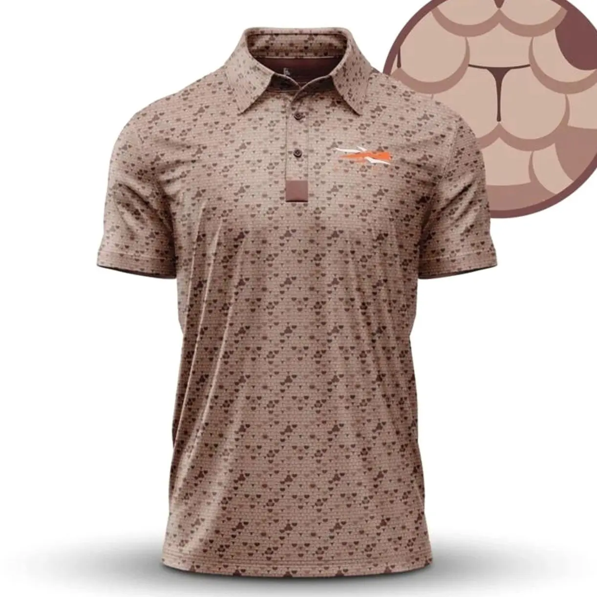 Sitka Men’s Hunting Polo Shirt, Whale Tail Camo Performance Golf Shirt, Moisture Wicking Breathable Outdoor Tactical Short Sleeve Top Gift for Him