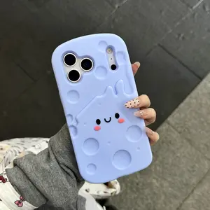 Cute Fun Haze Cheese Phone Case Cover For iPhone 17 16 15 14 13 12 Pro Max Plus Cute Silicone Shockproof Protective Case Accessories