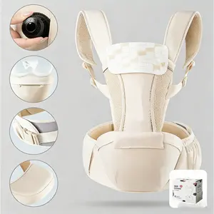 Ergonomic Multi-Position Baby Carrier，hip seat， Newborn-Specific, Lightweight Breathable, Wide Stool & Thick Cushion with Belly Protection