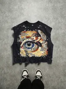 Men's Short Box Vest, Summer Vacation Loose Fit, Sequins, Casual Streetwear, Festival Gift, Inner Layer Outer Wear