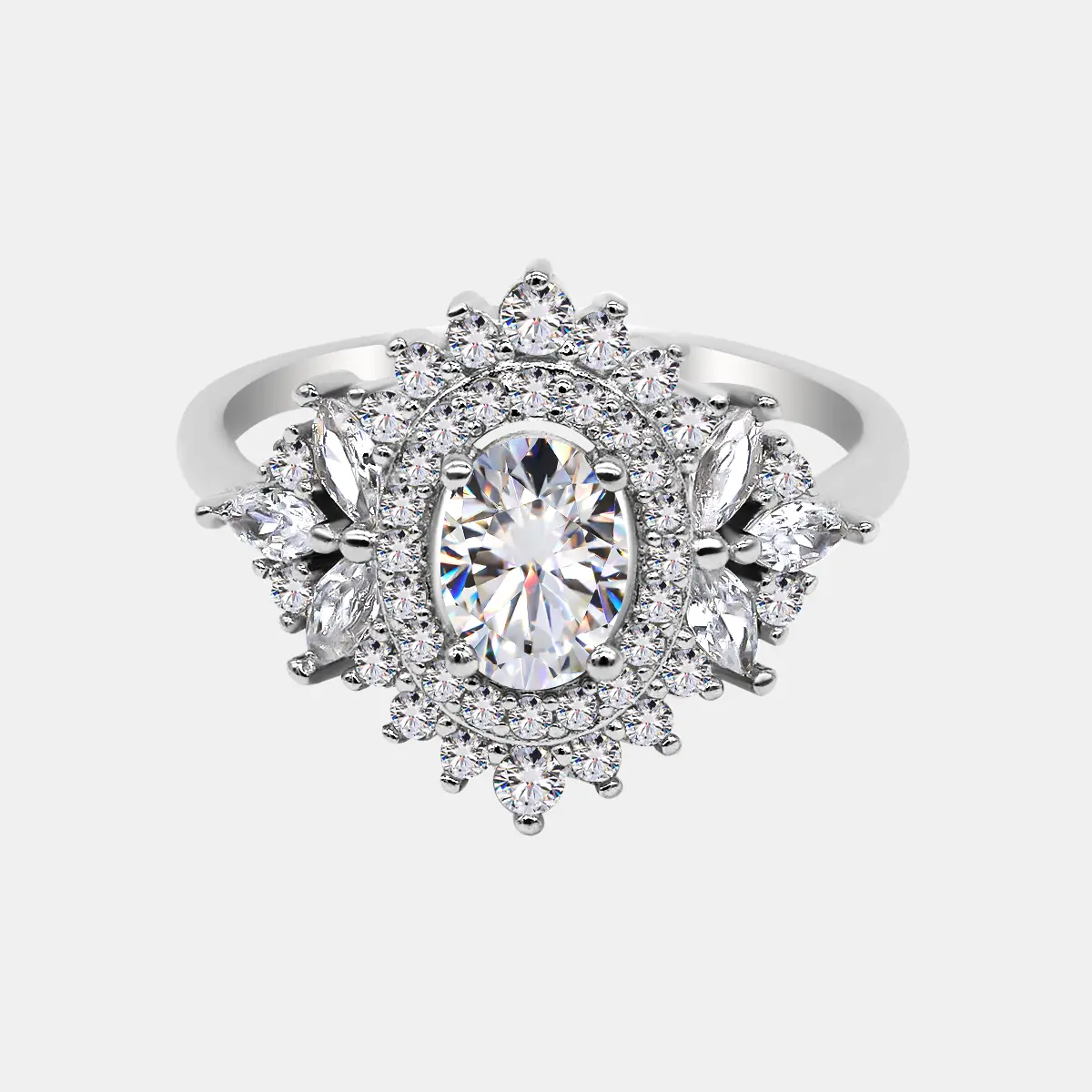 【805】Snowborne Majesty Synthetic Moissanite Ring – Elegant 2 Carat Vintage Wedding/Engagement Ring for Women, Classic Design, Perfect for Anniversary/
