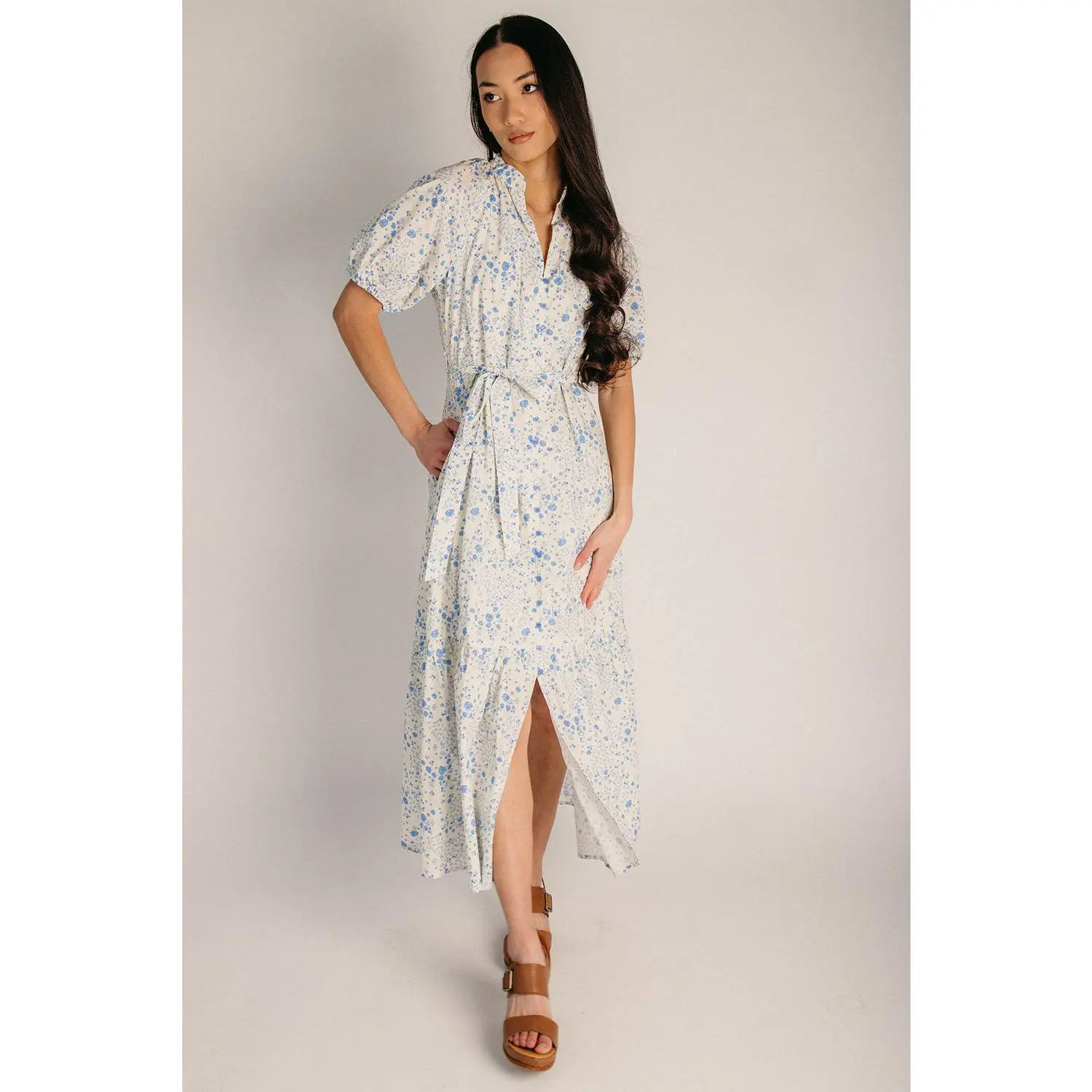 The Gelber Floral Maxi Dress in Cornflower Blue