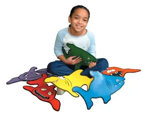 Poly Enterprises 022959 Sportime Sharkskool Marker Spots, 11 x 20 in., Set of 6, 6 Bright Colors, Adds Humor and Fun for Children's Balance Beam Activities