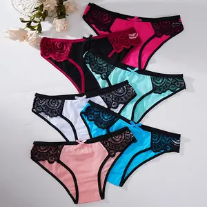 6-piece set of chic lace women's trendy underwear - breathable and comfortable blend, sexy triangle underwear, lace details, multiple colors