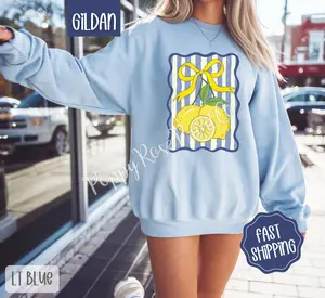 Lemon Aesthetic Gildan Sweatshirt, Fruit Summer Sweater, Cute Women's Crewneck, Gift For Her