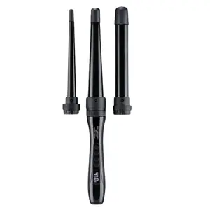 Express Ion Unclipped 3-in-1 Ceramic Interchangeable Curling Wand Three Barrel Hair Styling Wand Black