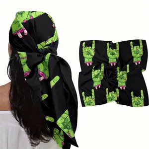 Zombie Rock Hand Print Multi-use Head Scarf, Edgy Gothic Bandana Headwrap, Spooky Rocker Hair & Neck Accessory, Bold Trendy Scarf for Concerts, Halloween, Music Festivals, Grunge Streetwear & Alternative Outfits