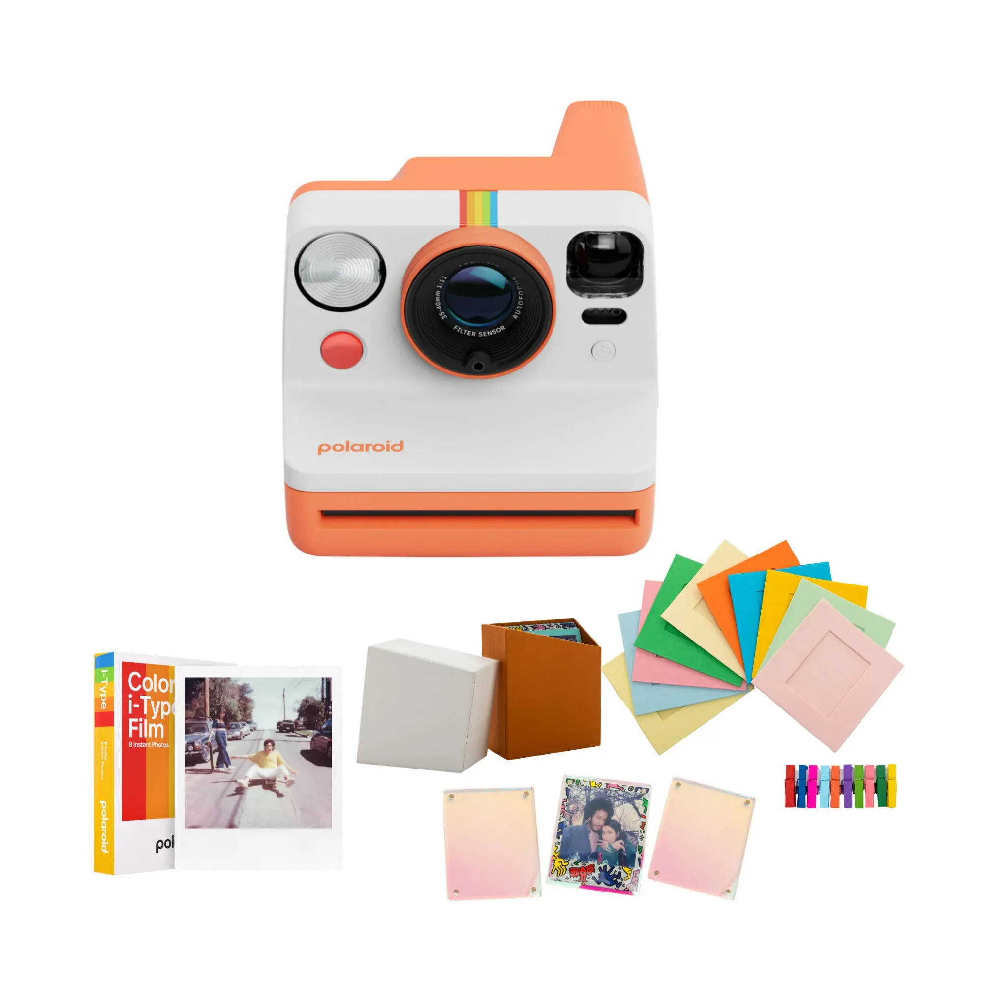 Polaroid Now Generation 3 Coral Analog Instant Camera Bundle with Color Film, USB-C Compatibility, 40% Recycled Materials, 13-28°C/55-82°F Range, Ideal for Parties, Party, 13-28 Degrees Celsius