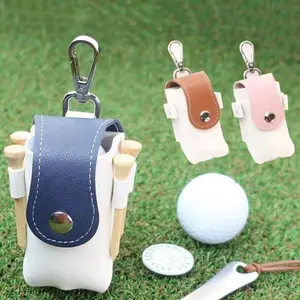 Car Keychain and Storage Accessories, Patchwork Golf Ball Bag, Portable Golf Ball Pouch, PU Leather Ball Protector, Small Waist Pack