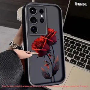 Rose Pattern Soft TPU Phone Case for Samsung Galaxy S26 S25 S23 S22 Ultra Plus S24 S21 FE 5G A54 A53 A52 A36 A35 A34 A33 A17 A16 A15 A14 A13 5G Note20 5G, Anti Slip Anti Fall Shockproof Drop-proof Protective Casing Durable Silicone Protection Cover