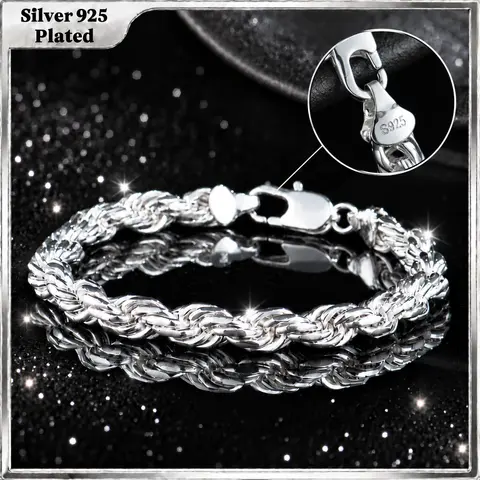 Holylegend 14K Real Gold-Plated Rope Chain Bracelet, 14K Gold Plated Diamond Cut Rope, Simple Twist Link Bracelet,Hip Hop Jewelry, Classic Rope Link Bracelet, Gift Ready,Father's Day Gift