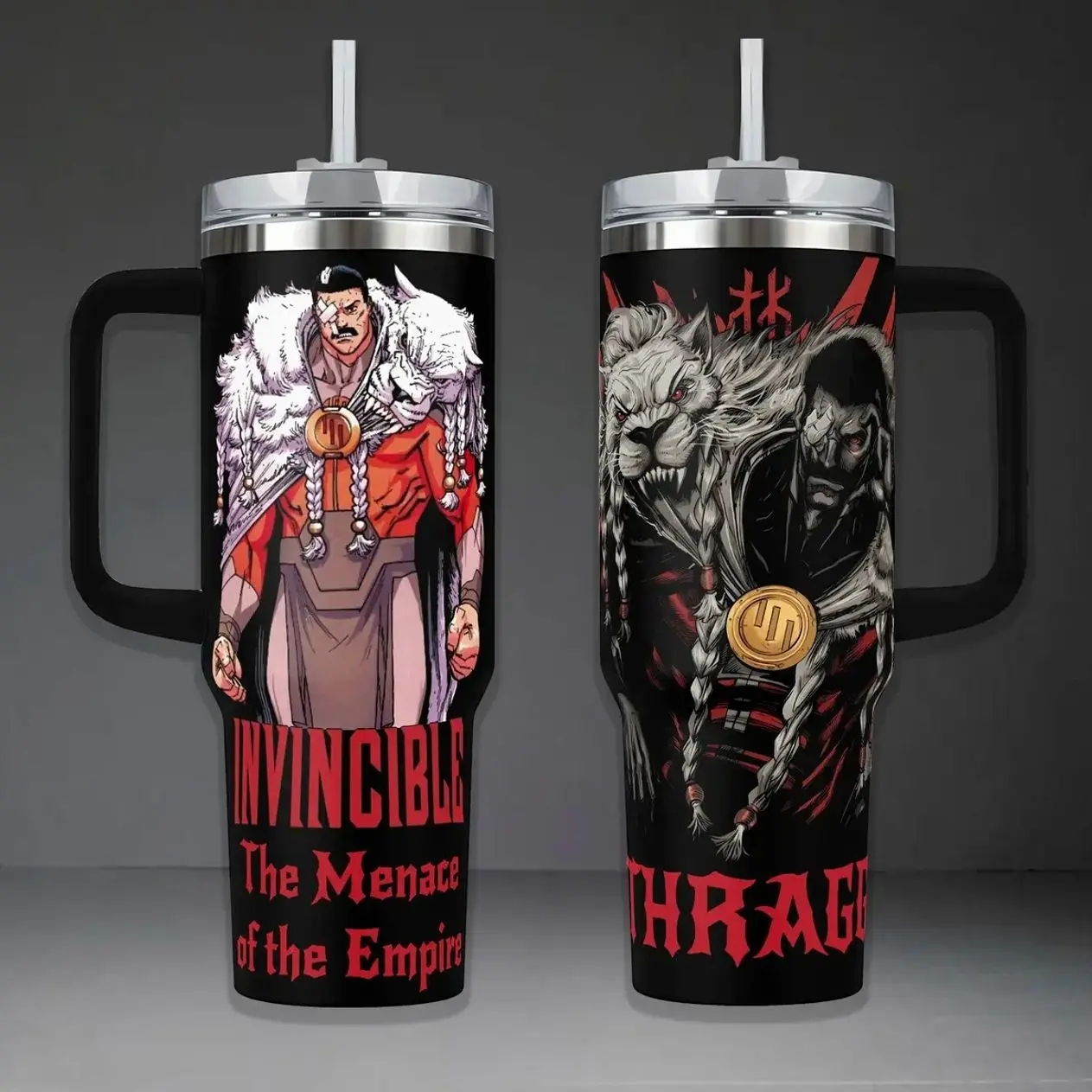 Invincible Grand Regent Thragg Tumbler 40oz 20oz Viltrumite Empire Menace Cup 40 oz Tumbler With Handle, Tumbler 20oz No Handle, Gifts For Invincible Fans
