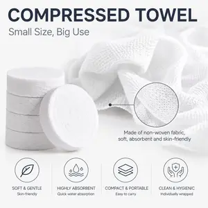 50Pcs Compressed Disposable Towels, Portable Round Disposable Cleaning Cloths, Multi-purpose Compact Towels for Outdoor Activities, Travel, Sports and Daily Household Use