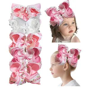 JoyBowie 8-inch Large Soft Gauze Satin Girl hair accessories, Handmade Bow Alligator Clip, Perfect for Home, Holidays, and Parties，High-quality hair accessories.pr