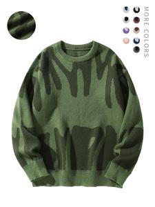 unisex men's round neck drop shoulder hip hop sweater, regular fit vintage style casual streetwear all over print long sleeve knitting pullover, all clothes jumper starboy clothes, knitwear, menswear