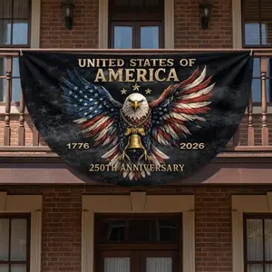 United States of America 250th Anniversary Flag 1776–2026 Patriotic Eagle Banner, Vintage USA Outdoor Decor, Independence Day Semicircle Porch Flag, American Freedom Celebration Flag tiktokshopspringglowup