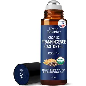 Organic Castor Oil and Frankincense Eye Roller 10 ml - Natural Essential Blend for Under Eye Puffiness & Fine Lines - Lightweight Roll On - Nexon Botanics