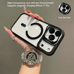 Newly Upgraded iPhone 17 Pro Case, Premium Protective Magnetic Case with Ergonomic Hand Feel, New Magnetic Icon Process Anti-Wear, Hidden Foldable Metal Frame Stand, Camera Lens Protector, Shockproof Anti-Slip, MagSafe, Phone-Necessity