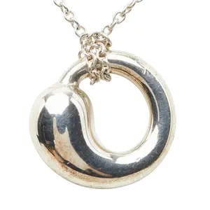 Pre-owned Tiffany & Co. Sterling Silver 925 (Ag925) Small Leather Goods Elsa Peretti Eternal Circle Silver Necklace