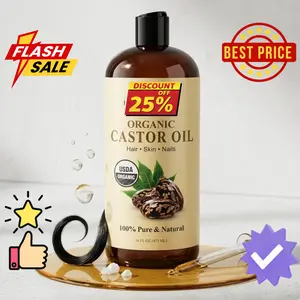 Organic Castor Oil — 100% Pure Multi-Use Carrier Oil for Hair, Skin & Brows, 16 fl oz