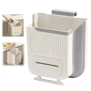 Folding Hanging Kitchen Trash Can with Garbage Bag Storage | Foldable Hanging Waste Bin with Expandable Space-Saving Design | Cabinet Door Installation, No Drill | Collapsible Garbage Can for Kitchen, Bathroom, Household, Office, Car&Camping Use gift