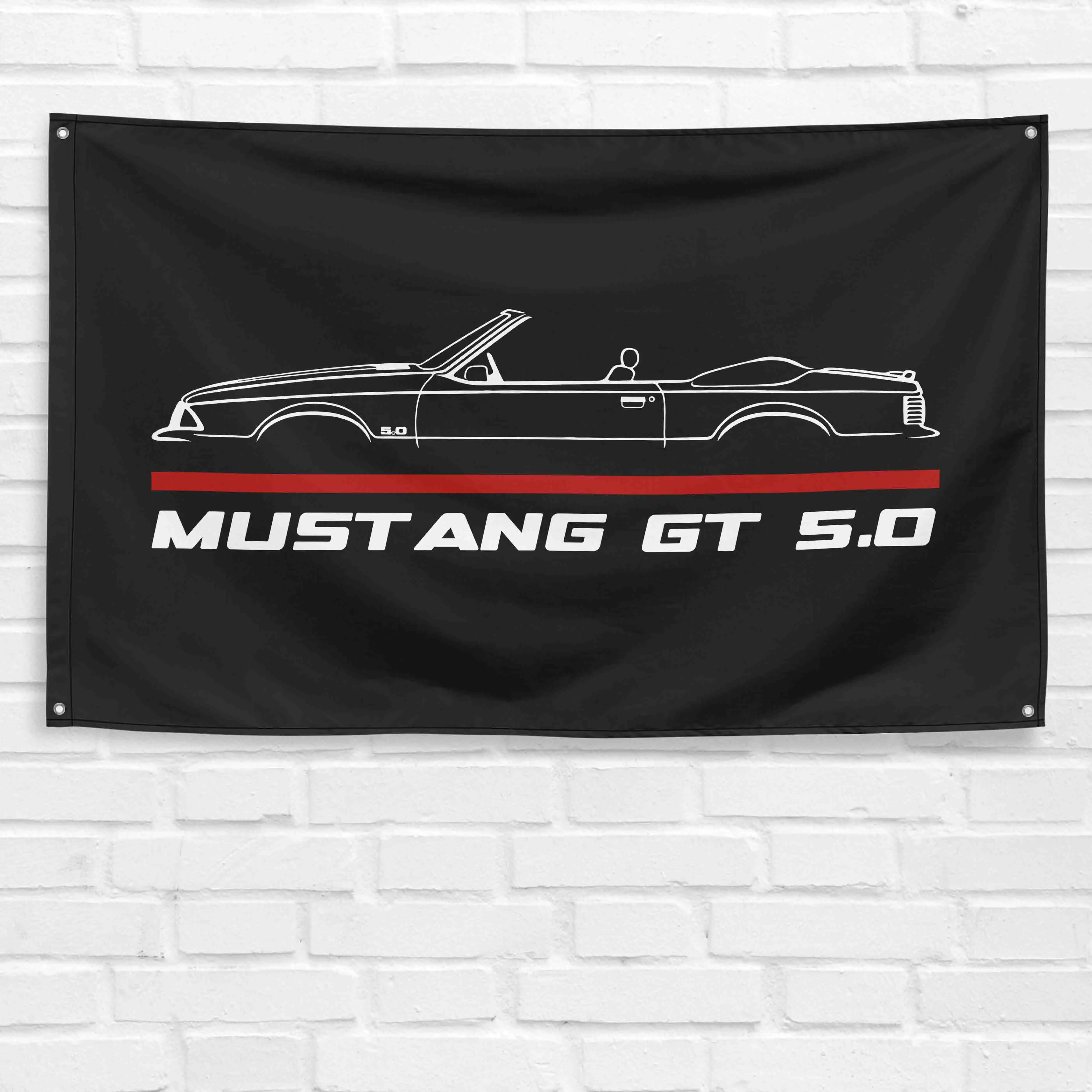 3 x 5 ft Mustang GT 5.0 Foxbody Convertible Flag - High Pigment Density Lightweight Hanging Banner, Vibrant Garage Decor, Room Decorations, Home & Festive Decoration