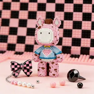 Cute Heart Pony 3D Puzzle Building Block Ornament, Home Office Decor, Party Decoration, Ideal Gift for Thanksgiving Christmas Halloween Easter