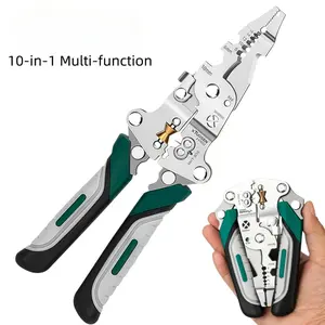 10-in-1 Foldable Wire Stripper Crimper, Multifunctional Electrical Cable Stripping Tool with Wire Twister Splitter for Camping Tent Repair, Ideal Gift for Dads