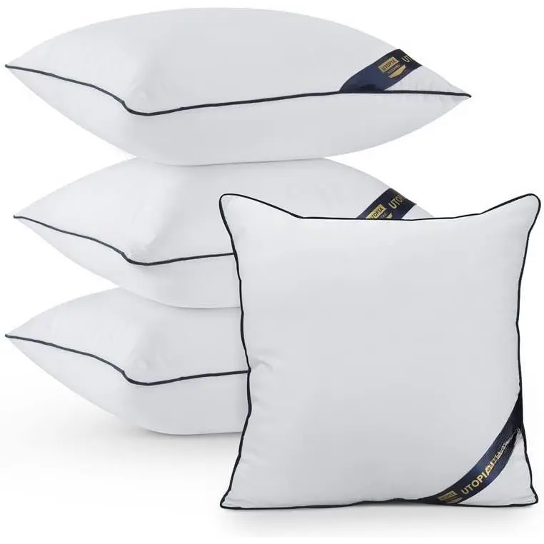Throw Pillow Inserts (Pack of 4, White), 18 x 18 Inches Decorative Indoor Pillows for Sofa, Bed, Couch, Cushion Sham Stuffer