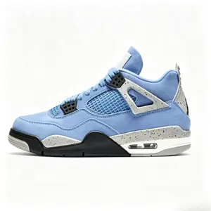 Retro Basketball Shoes for Men Women Breathable Mesh Upper Cushioned Sole Casual Sneakers Classic Streetwear Fashion Athletic Shoes Light Blue Grey Black Colorway